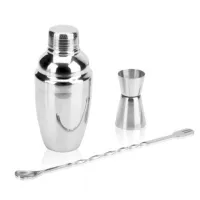 High-end Original Free Shipping Three-piece Stainless Steel 250ml Bar Shaker Set Shaker Bar Spoon Ounce Cup Bar Wine Set [Fast delivery]