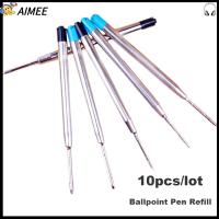 AIMEE 10PCS/LOT 0.5mm โรงเรียน อุปกรณ์เครื่องเขียน ลายเซ็น ปากกาลูกลื่นแบบเติม โลหะ หมึกสีน้ำเงิน/ดำ แกนกลางปลายปากกา