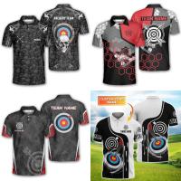 Archery Skull Pattern Custom Archery Polo Shirts For Men, Skull Archery Shirt 6XL