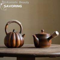 【hot】☊ Creativity Fireplace Pot Ceramics Pumpkin Loop-handled Side Handled Teapots Maker Kettle Indoor Outdoor Teaware