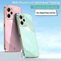 สำหรับ Xiaomi Poco X5 Pro 6d เคสโทรศัพท์ชุบหรูหราฝาครอบยางปลอกสี่เหลี่ยมจัตุรัสเนื้อนุ่มลื่น