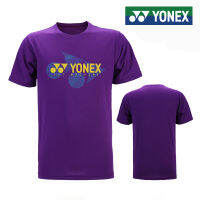 Yonex เสื้อยืดรูปแบดมินตันสำหรับผู้ชายผู้หญิงเสื้อผ้าสีล้วนสำหรับเล่นกีฬาวัฒนธรรมแห้งเร็วเสื้อแขนสั้น