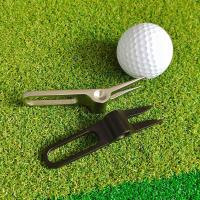 Zinc Alloy Golf Green Fork Golf Divot Repair Switch Blade Tool With Ball Marker Golf Pitch Fork Cleaning Groove Club Bracket