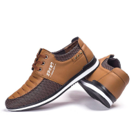 Fashion Men Shoes Casual Comfy Leather Shoes Saddle Sneakers Lace-up Shoes Kasut Lelaki