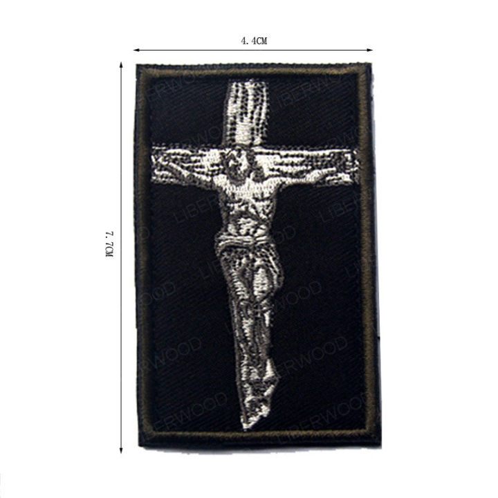 พระเยซูปลาพระเจ้าคริสเตียนข้ามสัญลักษณ์ธงเข้าสู่ระบบสัญลักษณ์-infidel-กองทัพสีดำ-ops-swat-ศรัทธาความสุข-crucifix-a-pplique-แพทช์ตรา