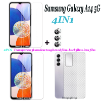 4in1ฟิล์มกระจกเทมเปอร์ไร้กรอบใสสำหรับ Samsung Galaxy A14 5G Samsung A04E A23 A13 A54 5G A34 5G ฟิล์มกันรอยกันกระแทกฟิล์มกันรอยกันกระแทก2นิรภัยโปร่งใส + กล้อง1ตัวนิ่มสำหรับเลนส์กระจก Pr