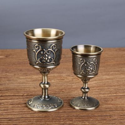 【CW】✆  Wine Cup Goblet Embossed European Chalice Whiskey Drink Zinc Alloy  Glass 50ml 30ml