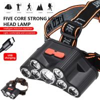 Powerful LED Headlight Headlamp 57LED Head Lamp Flashlight Torch Head Light USB Charging Best For Outdoor Camping Fishing