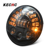 KECHC Led DRL ไฟหน้าอลูมิเนียม7นิ้ว,ไล่ระดับสีเมทริกซ์สำหรับไฟหน้า Wrangler