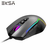 EKSA EM100เมาส์เกม PC RGB แบบมีสาย USB สำหรับเกมเมาส์สำหรับคอมพิวเตอร์ RGB 8000DPI เมาส์ออปติคัล LED Matuse 7ปุ่มตั้งโปรแกรมได้