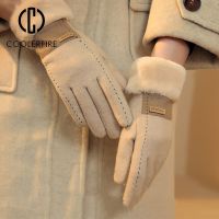 Autumn Winter New Fashion Women Gloves Touch Screen Cute Full Finger Mittens Women Outdoor Female Furry Warm Mitts Gloves ST2218