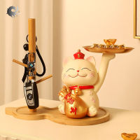 (1 ชิ้น) การ์ตูน Lucky Cat ถาดเก็บเครื่องประดับ,ทางเข้าประตูเครื่องประดับ,เดสก์ท็อปตกแต่งบ้านงานฝีมือ, วัสดุคุณภาพสูง (10x12x17.5 ซม.)