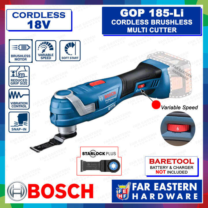 BOSCH GOP 185-Li Cordless Brushless Oscillating Multi Tool Cutter 18V ...