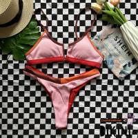 ? SHEIN BIKINI ชุดว่ายน้ำแฟชั่น ชุดว่ายน้ำสีชมพู พร้อมส่งจากไทย PINK SIZE S M #SHPNK0065