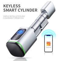 【YF】 Euro Profile Lock Body Compatible Electronic Cylinder Tuya BLE APP Remote Unlock Installation Keyless Fingerprint Smart Key