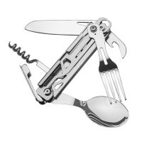 CHUNTIAN เหล็กกล้าไร้สนิม Multi-TOOL ช้อนส้อมแบบพกพา outdoor camping folding Tools