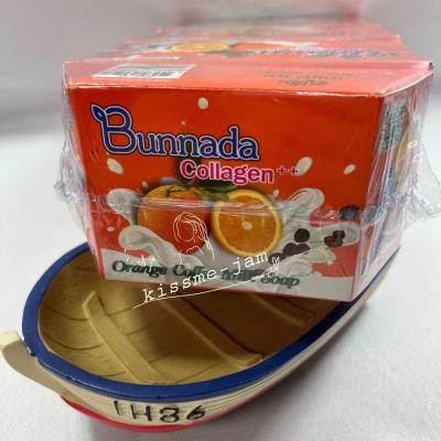 ⚡FLASH SALE⚡♡พร้อมส่ง Bunnada   สบู่ส้ม กาแฟ นม Orange Coffee Milk Soap   สบู่ในตำนาน ขนาด 90 กรัม 1 แพคมี 7 ก้อน