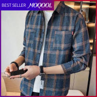 MOQOOL เสื้อผู้ชายเกาหลีรุ่นเทรนด์ลายสก๊อตพิมพ์ลายใหม่หลวมหล่อธุรกิจลำลองผู้ชายเสื้อแจ็คเก็ตด้านบน