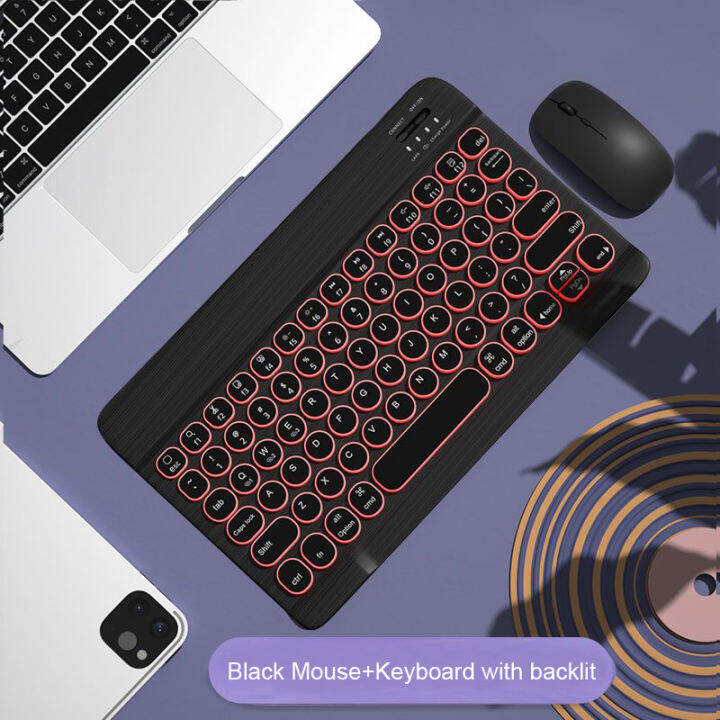 Backlit Wireless Keyboard and Mouse Combo Round Bluetooth Keypad Dual Model Mice For iOS Android