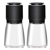 Salt and Pepper Grinder Set, Manual Pepper Abrader Mill with Glass Bottle Adjustable Coarseness Shakers for Barbecue