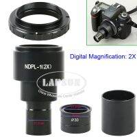 NDPL 2X / 9.6X SLR Biological Microscope Eyepiece Lens Adapter 23.2mm 30mm T2 Mount for Canon Nikon EOS Camera