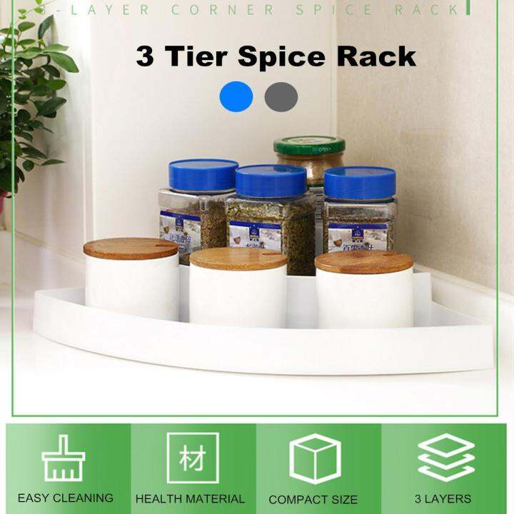 ชั้นวางของ3ชั้นชั้นวางเครื่องเทศเครื่องปรุงรสในครัวชั้นวางจัดระเบียบที่เก็บขวดโหล