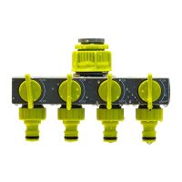 4 Way Garden Hose Splitters Faucet Diverter Tap Splitter Water Distributor with 4 Individual On-Off Switch for Faucet Sprinkler