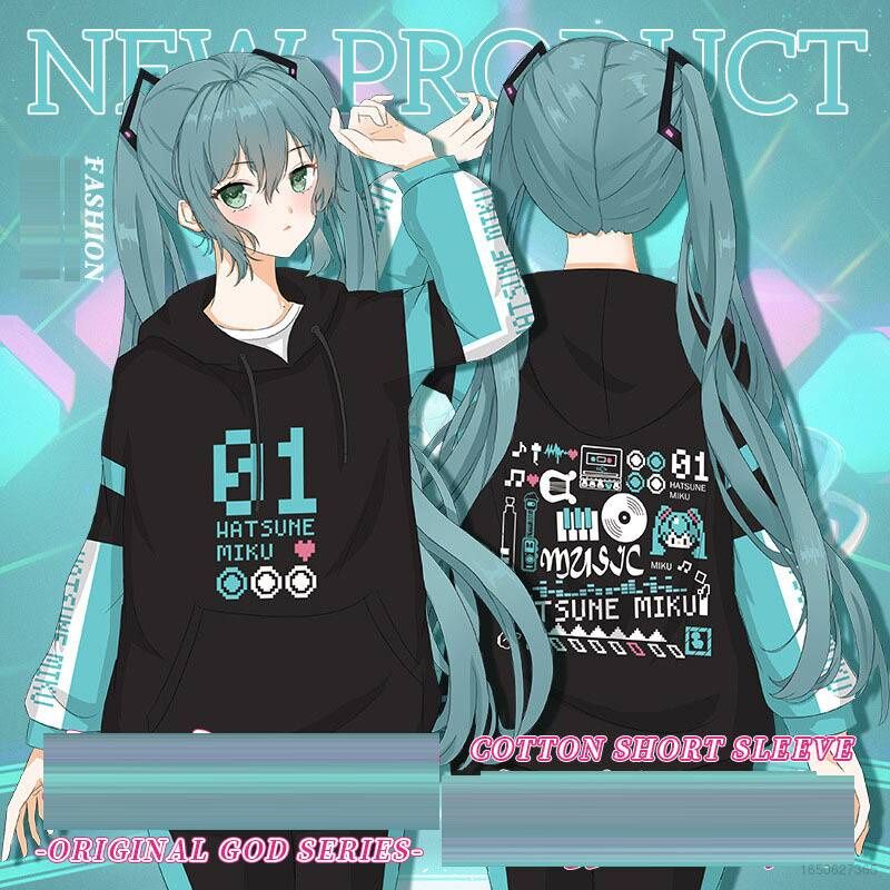 Anime Hatsune Miku Cosplay Costume Otaku Casual Pullover Hoodie Sweatshirt Tops 
