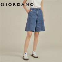 GIORDANO Women Shorts Mid Rise Wide Leg Loose Fashion Denim Shorts Multi-Pocket Summer Relaxed Casual Denim Shorts 18403901