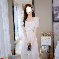 ใหม่ฤดูร้อนปรับปรุง cheongsam หัวเข็มขัดสไตล์โบราณ jacquard หวานชุดเดรสแขนพองใส่แล้วดูผอมเหนือเข่ากระโปรงสีทึบ ~