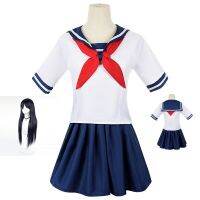 Yandere Simulator Ayano Aishi Cosplay Costumes Game Anime Girls JK Uniform Outfit Sailor T-Shirt With Skirt Black Wigs Set Party