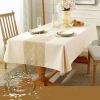 【LZ】✣✻  Rectangular Cotton Linen TableclothThickened Jacquard TableclothDustproof TeaTable Waterproof Oilproof Decorative Table Cover