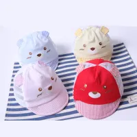 Junyeh Newborn Summer Boy Girl Hat 0-5 Month Baseball Cap Bear Cartoon Cute Ear Stripe Cute Baby Hats
