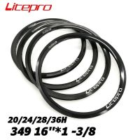 Litepro ขอบจักรยานพับได้สำหรับโบรมป์ตัน349 16X1-3/8ชม. ขอบอะลูมิเนียมสองชั้น20/24/28/36H สีดำมันวาว