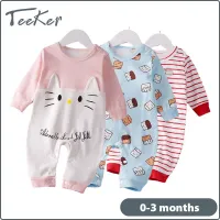 Teeker Newborn Baby Bodysuits Romper Boy Girl Open Fork Nightwear Cotton Jumpsuit 0-6 Months