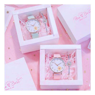 【Hot Sale】 blossom watch female fresh students waterproof ins college style simple temperament cute soft girl junior high school