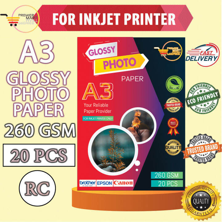 A3 GLOSSY PHOTO PAPER 260GSM RC (20PCS/PKT) Lazada