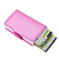 【CC】❄✢▽  Carbon Double-layer Aluminum Alloy Card Rfid Anti-theft Automatically Pops Up Wallet Mens