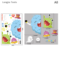 Longjia Tools สติกเกอร์ฮาโลวีนสำหรับตกแต่งหน้าต่างแวมไพร์ผีมอนสเตอร์ตกแต่งผนังสติกเกอร์ตกแต่งฟักทองอุปกรณ์ปาร์ตี้