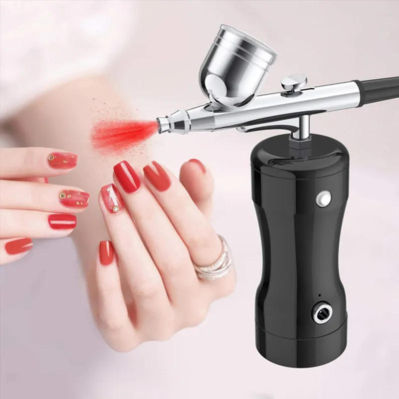 New Mini Oxygen Injector Nano Fog Mist Sprayer Air Compressor Kit For Nail  Tattoo Art Beauty Decoration Paint Spray Gun Tool - Temu