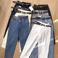 High Waist White Harem Jeans Belt Spring Fashion Slim Wild Plus Size Straight Black Wide Leg Jeans Streetwear Y2k Pants