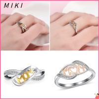 ของขวัญ MIKI 18K เครื่องประดับผู้หญิงสีโรสโกลด์925เงินสเตอร์ลิงแหวนรักแม่ตัวละครแม่ทูโทน