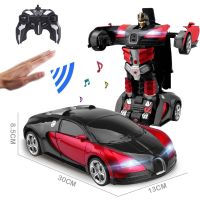 【CW】 29CM 1:14 RC Car 2.4Ghz Induction Transformation Car Robot Electric Deformation Music Gesture Remote Control Toy Car for Boy B01