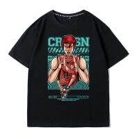 ราคาถูก สแลมดังค์ เสื้อแขนสั้นลายการ์ตูนมังงะ SLAM DUNK ในเสื้อยืดคู่รัก Sakuragi Hanamichi สุดหล่อ เสื้อคู่S-5XL