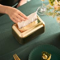 Luxury Case Storage Kitchen Napkin Paper Ornament Desktop Tissue Box Tissue Holder Golden Boxes Holder Organizer Tissue