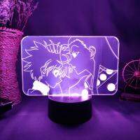 Zoldyck Brothers Killua &amp; Irumi 3D Anime Night Lamp for Otaku Bedroom Bedside Desk Dressing Table Decoration RGB Flashing Light