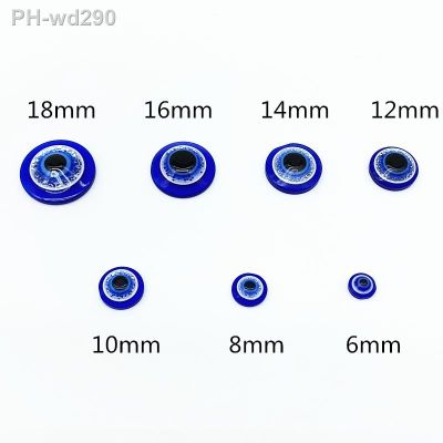 6-18mm Blue Half Round Shape Spacer Beads Evil Eye Beads Resin Flat Back Beads For Jewelry Making RoLi