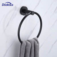 DOOKOLE Matte Black Towel Ring  Modern Hand Towel Holder for Bathroom Wall SUS304 Stainless Steel Bathroom Towel Rack Toilet Roll Holders