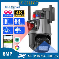 NICELECT ICsee แอป8MP เลนส์คู่กล้องวงจรปิดกลางแจ้งกล้อง PTZ PTZ ติดตามอัตโนมัติกล้องรักษาความปลอดภัย IP การมองเห็นได้ในเวลากลางคืนกันน้ำ