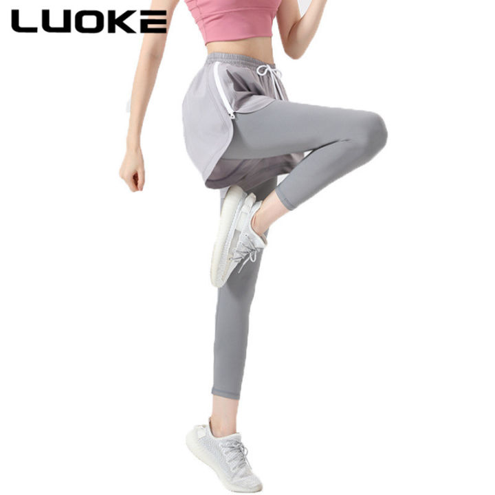 luoke-กางเกงโยคะไซส์พิเศษสำหรับผู้หญิง-กางเกงรัดรูปเอวสูงแห้งเร็วสำหรับปั่นจักรยานแบบสองชิ้น